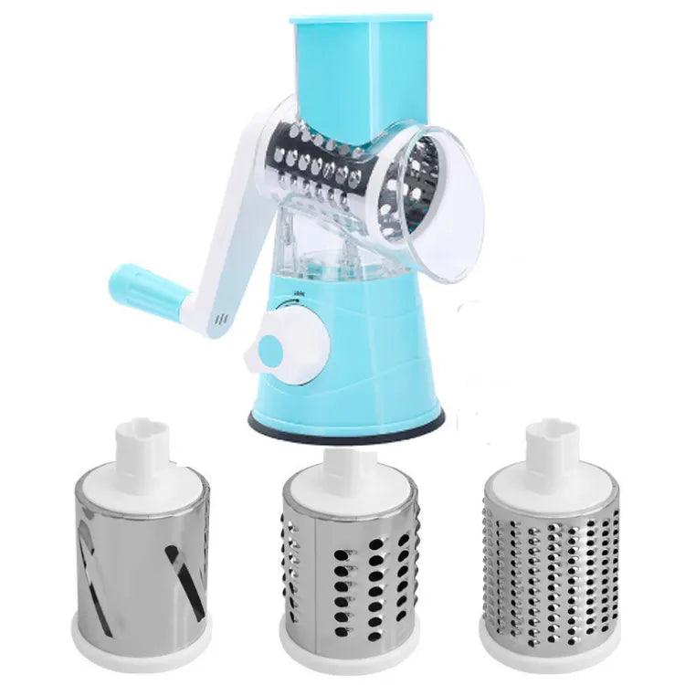 3 in 1 Drum Slicer, Grater, Shredder, Steel Handle (Kitchen Tool Set Combo)