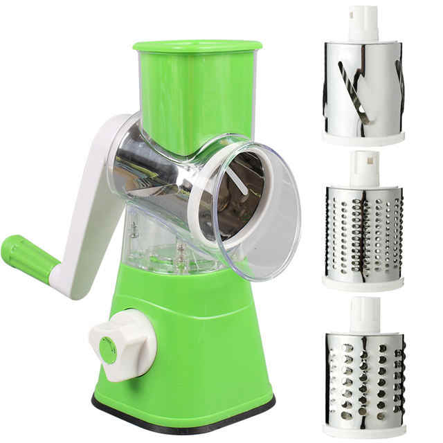 3 in 1 Drum Slicer, Grater, Shredder, Steel Handle (Kitchen Tool Set Combo)