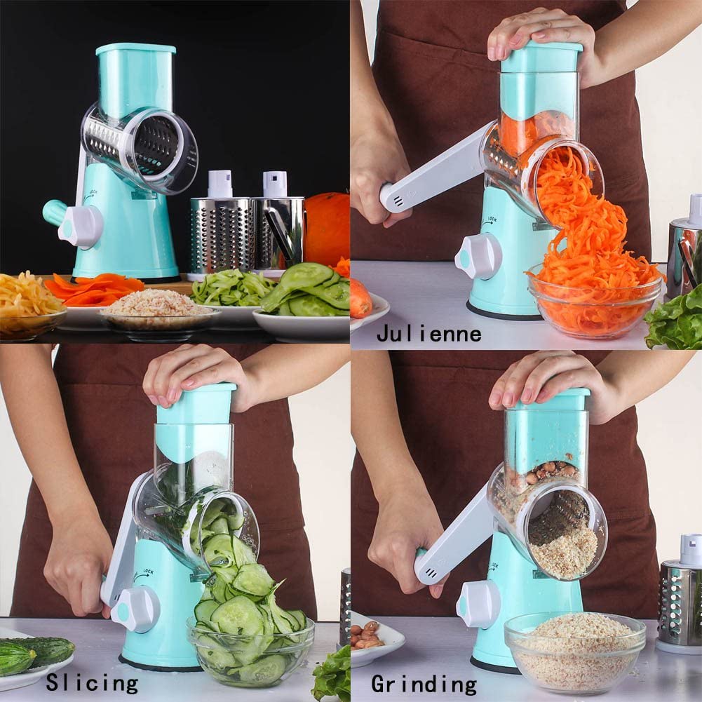 3 in 1 Drum Slicer, Grater, Shredder, Steel Handle (Kitchen Tool Set Combo)